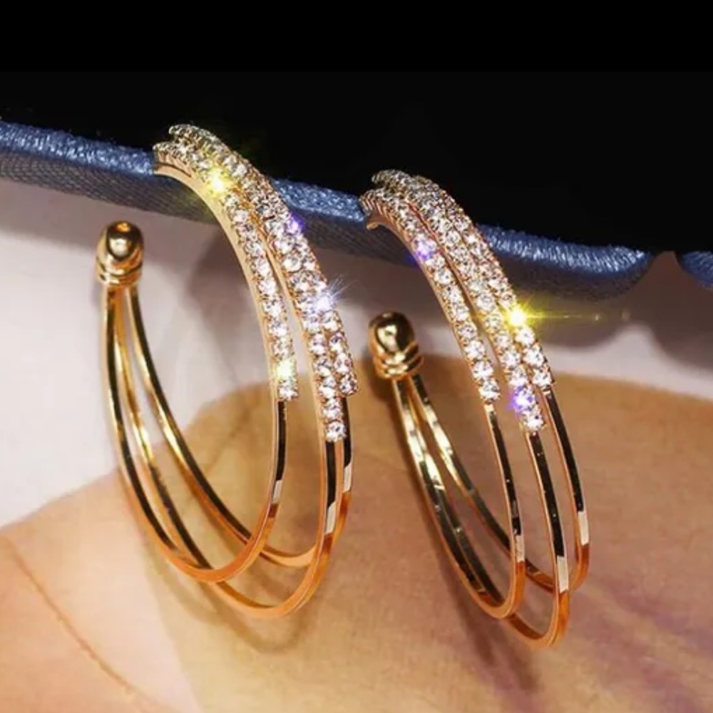 Sparkly Multilayer Hoop Earrings (choose silver or gold)